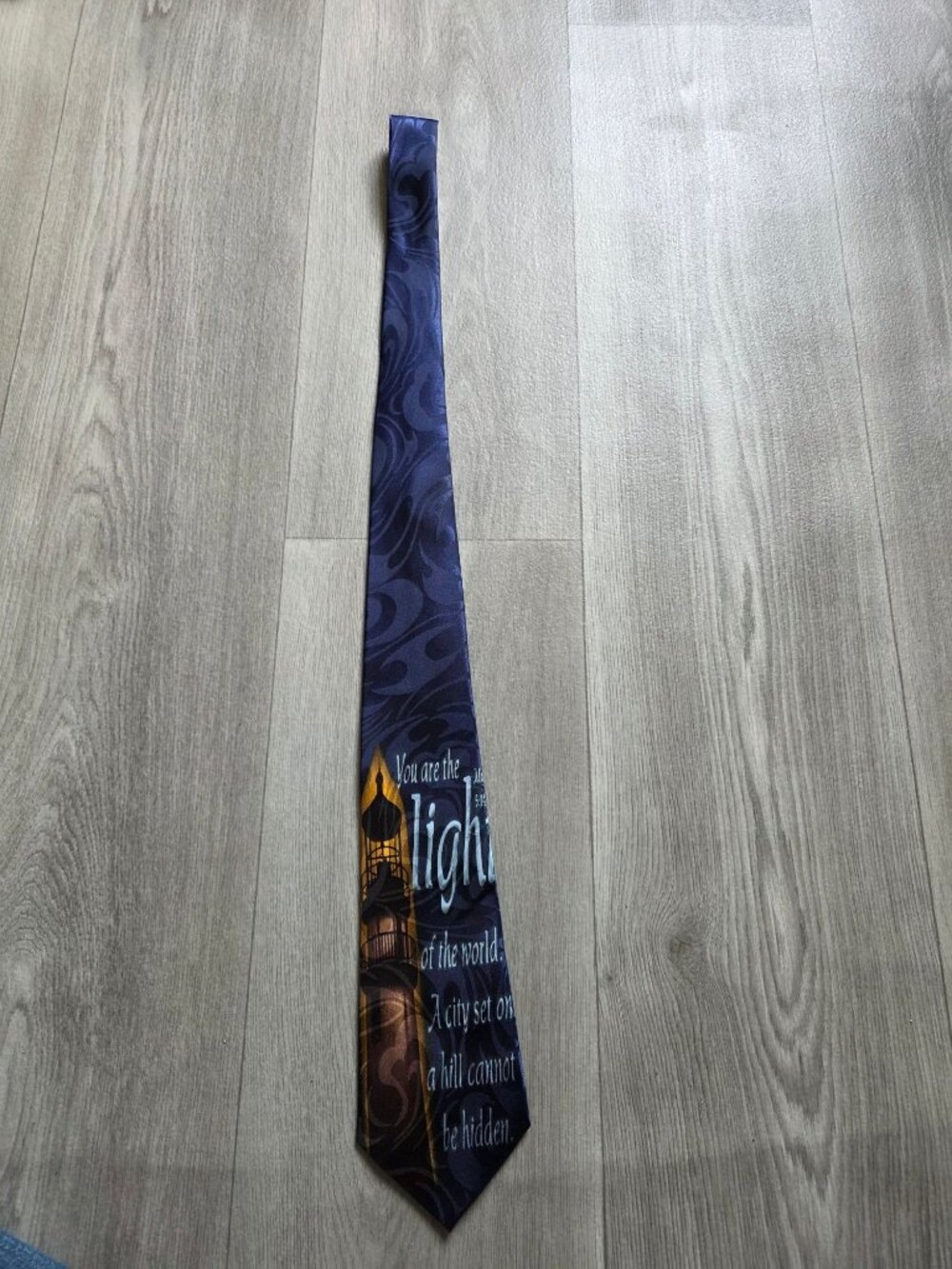 Steven Harris Handmade Lighthouse-Themed Tie Bible Verse Matthew 5:14